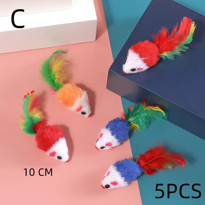 5PCS Plush Simulation Mouse Cat Toys Pet Teasing Interactive Toys Colorful Simulation Mouse Toys Cat Fun Toys Gifts Pet Supplies