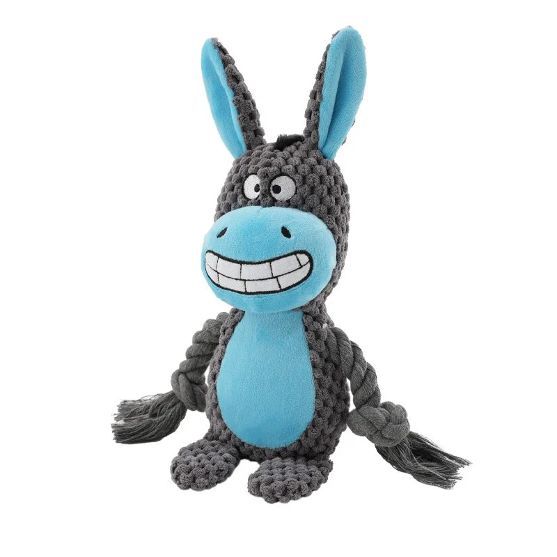 Cute Animal Rope Dog Toy Cute Plush Puppy Chew Pet Squeak Knot Toy Cartoon Rabbit Monkey