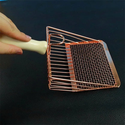 Stainless Steel Cats Litter Scoop with Wood Handle - Easy Clean Design for Small Dogs/Cats (Anti-Rust, Ergonomic Grip)