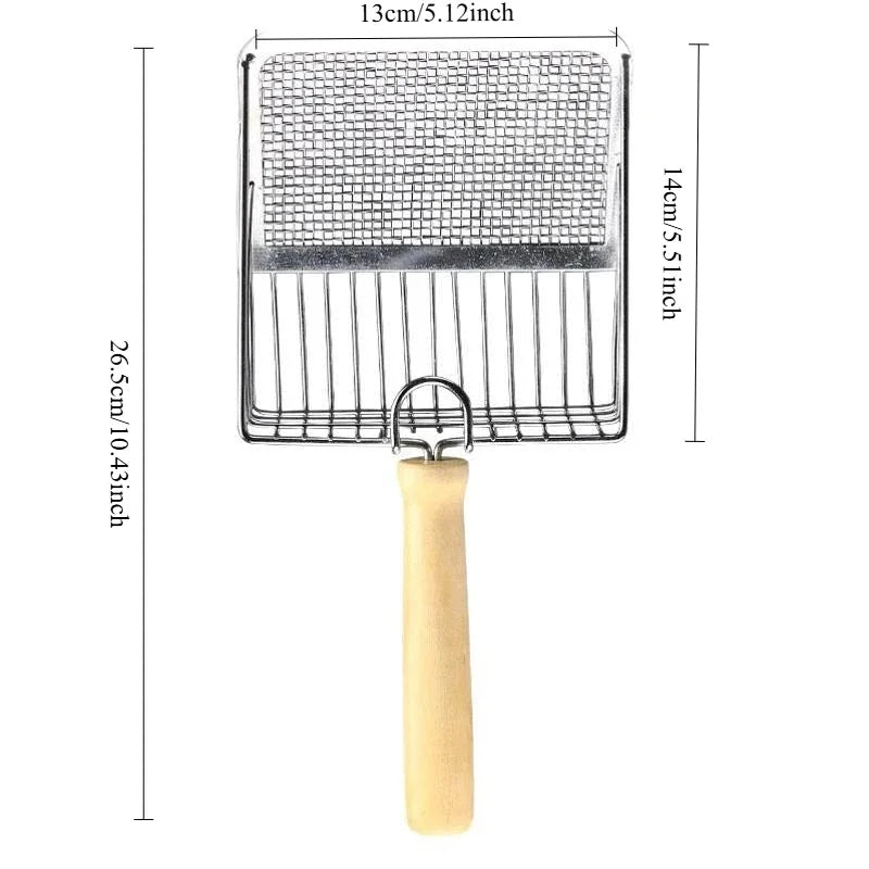 Stainless Steel Cats Litter Scoop with Wood Handle - Easy Clean Design for Small Dogs/Cats (Anti-Rust, Ergonomic Grip)