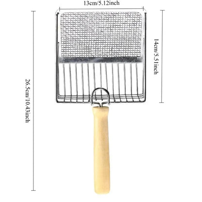 Stainless Steel Cats Litter Scoop with Wood Handle - Easy Clean Design for Small Dogs/Cats (Anti-Rust, Ergonomic Grip)