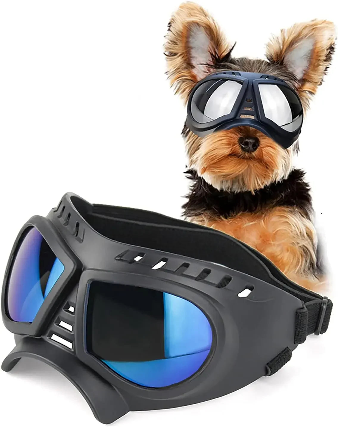 Dog Sunglasses for Small Breed Dog Goggles Dog UV Windproof Snowproof for Long Snout Dogs Mask with Soft Frame Adjustable Straps
