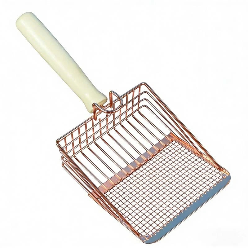 Stainless Steel Cats Litter Scoop with Wood Handle - Easy Clean Design for Small Dogs/Cats (Anti-Rust, Ergonomic Grip)