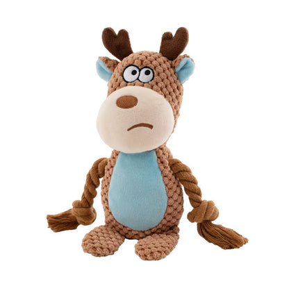 Cute Animal Rope Dog Toy Cute Plush Puppy Chew Pet Squeak Knot Toy Cartoon Rabbit Monkey