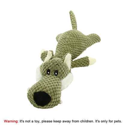 Large Dog Toy Bite-Resistant Sound Plush Toy Lion Wolf Elephant Cartoon Pet Toy Squeaky Dog Toy for Small & Medium Dogs