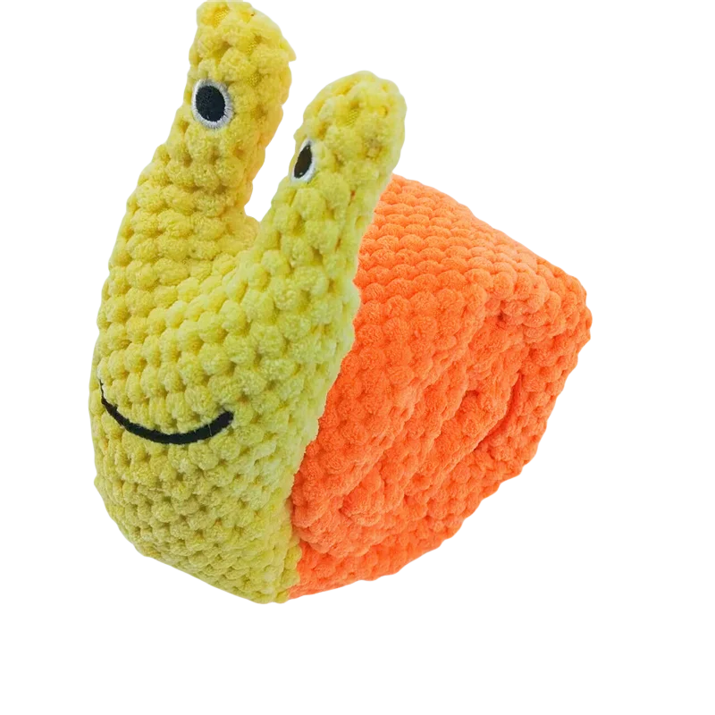Dog Puzzle Feeder Interactive Toy Indestructible Plush Sound Squeak Puppy Toys for Resistant Foldable Snail Dogs Pet Supplies