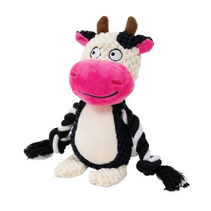 Cute Animal Rope Dog Toy Cute Plush Puppy Chew Pet Squeak Knot Toy Cartoon Rabbit Monkey
