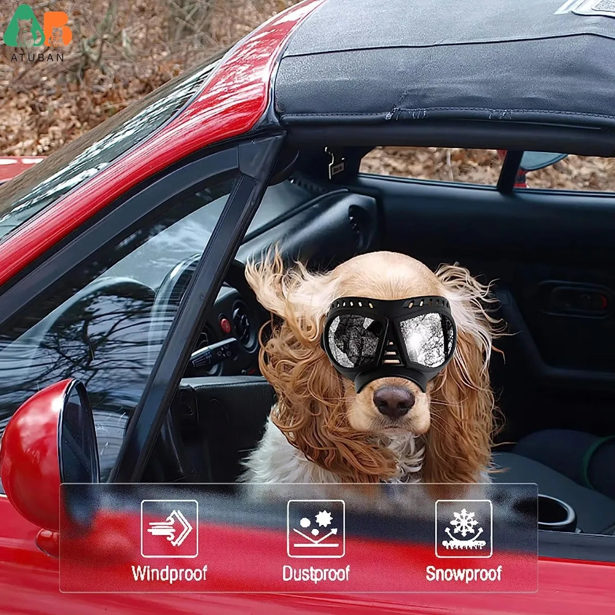 Dog Sunglasses for Small Breed Dog Goggles Dog UV Windproof Snowproof for Long Snout Dogs Mask with Soft Frame Adjustable Straps