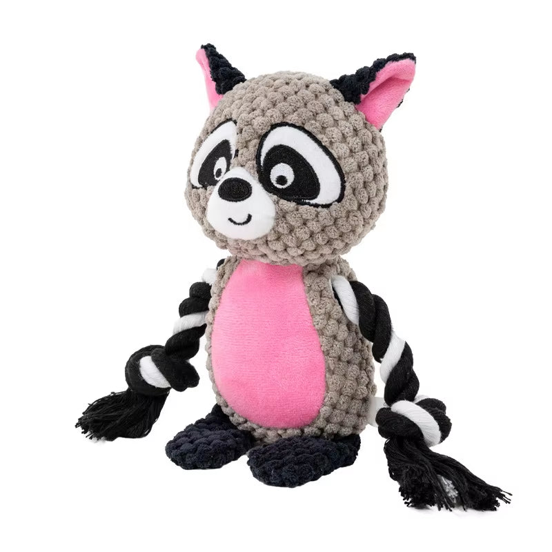 Cute Animal Rope Dog Toy Cute Plush Puppy Chew Pet Squeak Knot Toy Cartoon Rabbit Monkey